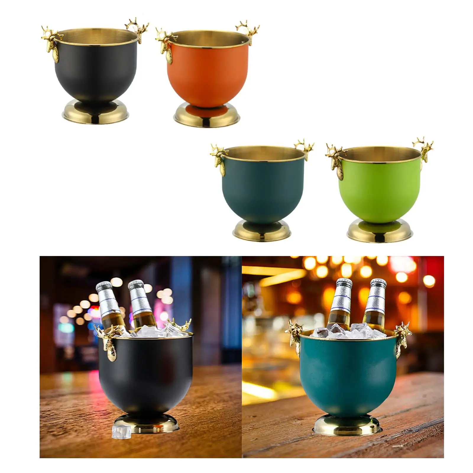 

Ice Bucket Stainless Steel Reusable Portable for Refrigerator Bar Indoor