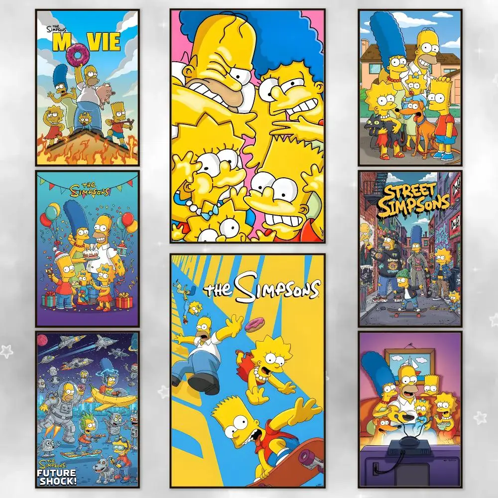 Cartoon Kids The Simpsons Poster Aesthetic Wall Art Poster HD Waterproof Sticky Wall Decor Bedroom Dorm Bar Gift