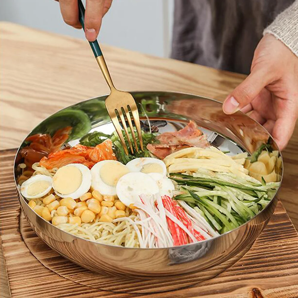 Kitchen Silver Tray Stainless Steel Serving Bowl Bibimbap Bowls Multi-function Food Fruitful