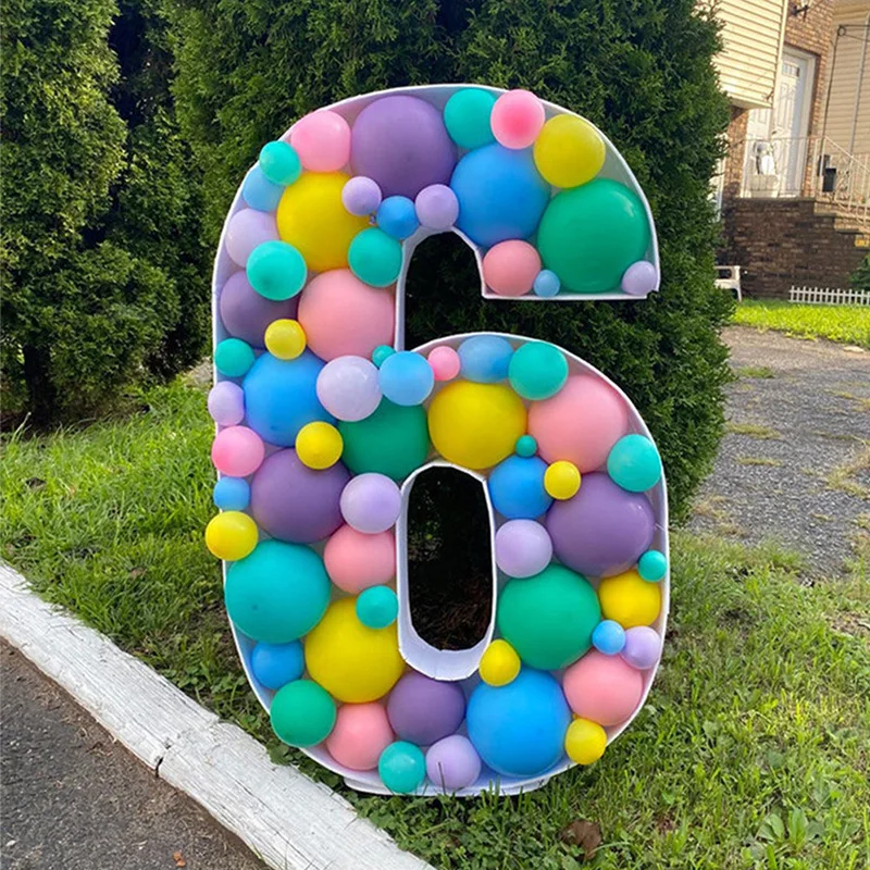 

70/100cm Cheap Giant Figure Number Birthday Balloon Foam Filling Box Frame Anniversary Decor Baby Shower Event Party Arrange