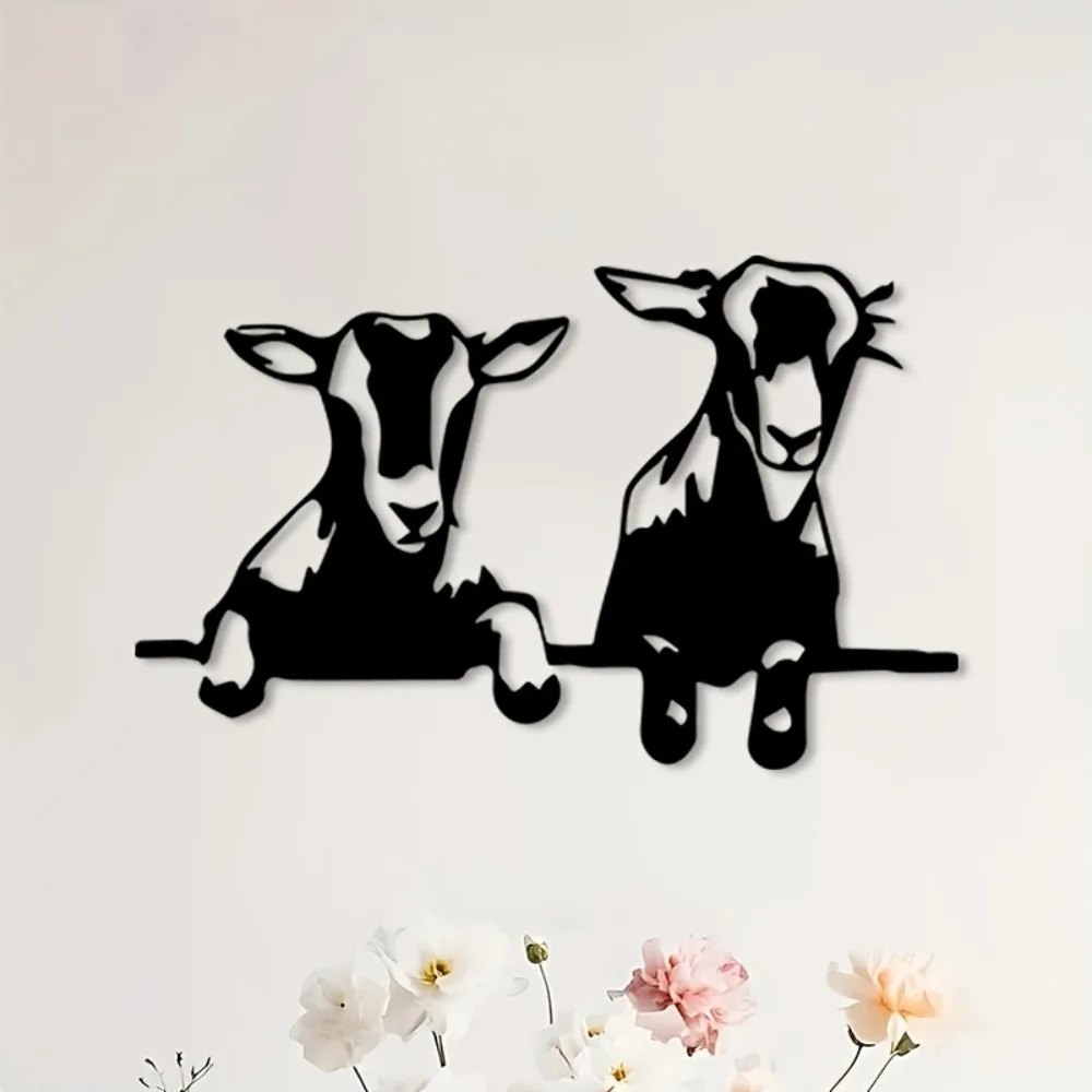 CIFbuy Rustic Goat Wall Decor Metal Goat Sculpture Farmhouse Animal Wall Art Living Room Garden Zoo Corner Home Gift