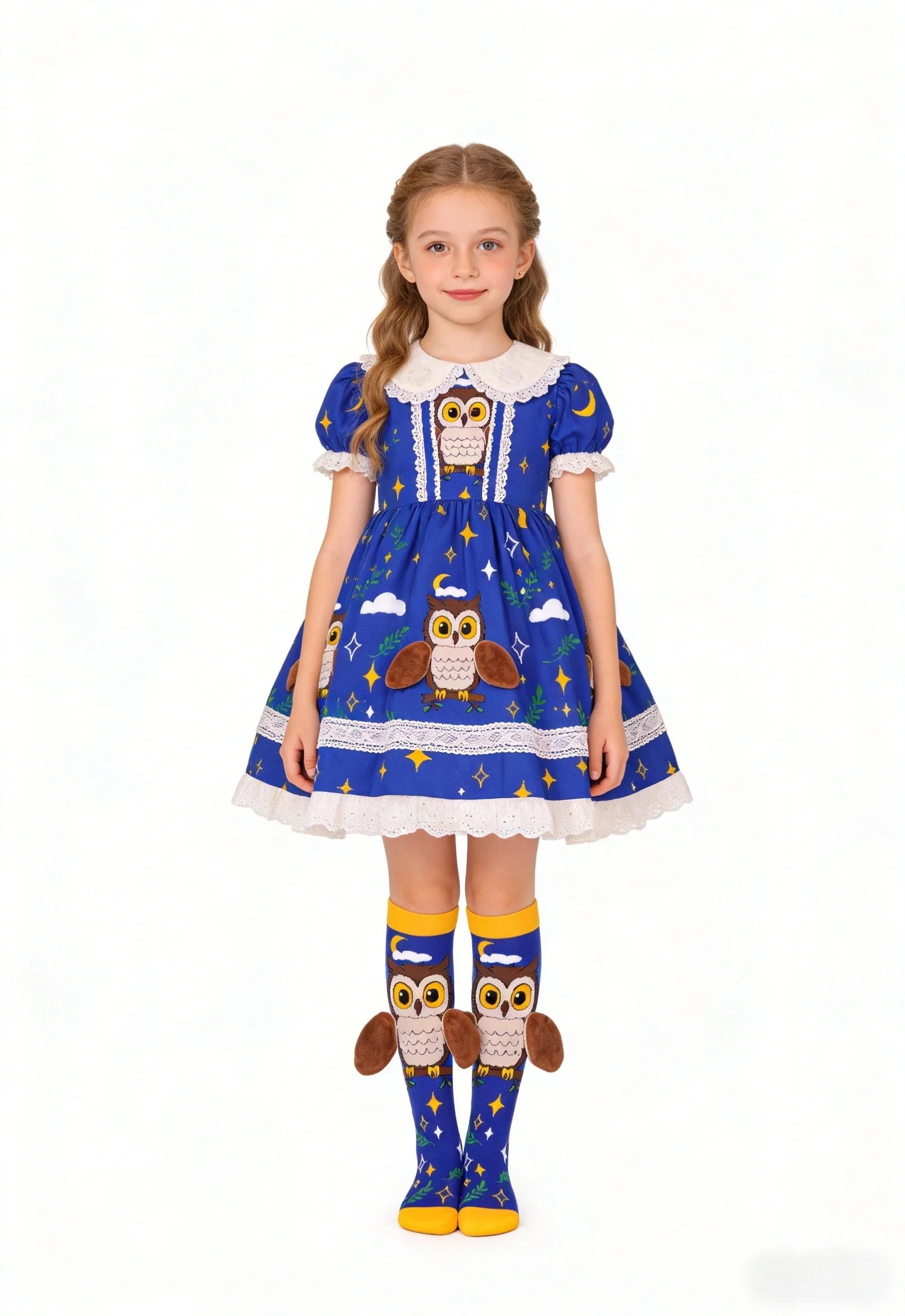 

Забавные детские носки с дизайном совы, необычный стиль, мягкие, дышащие, до колена, для девочек 3-8 лет