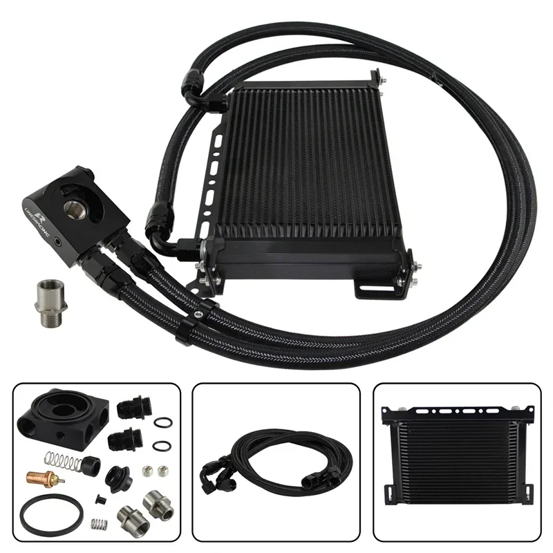 Universal AN10 25 Row Oil Cooler w/ Mounting Bracket Kit Thermostatic 73±0.5° 7/8