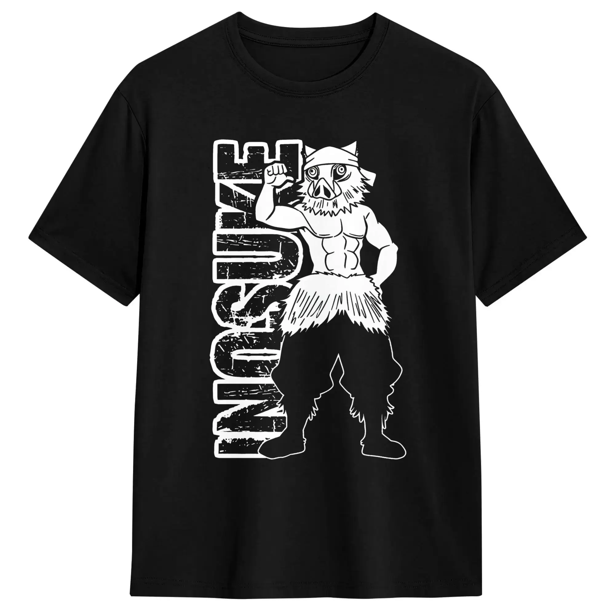 Inosuke  T Shirt Summer Demon Slayered Novelty T Shirts Men 100 Cotton O-Neck Oversize Tees Short-Sleeve Streetwear Tshirt
