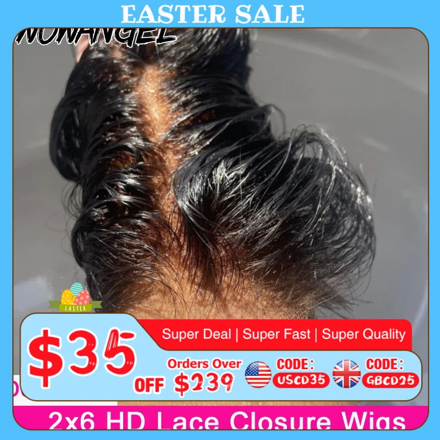 2x6 HD Lace Closure Wigs Deep Part Human Hair Wigs Pre-Plucked Straight Invisible HD Lace Glueless 250% Brazilian Hair For Woman