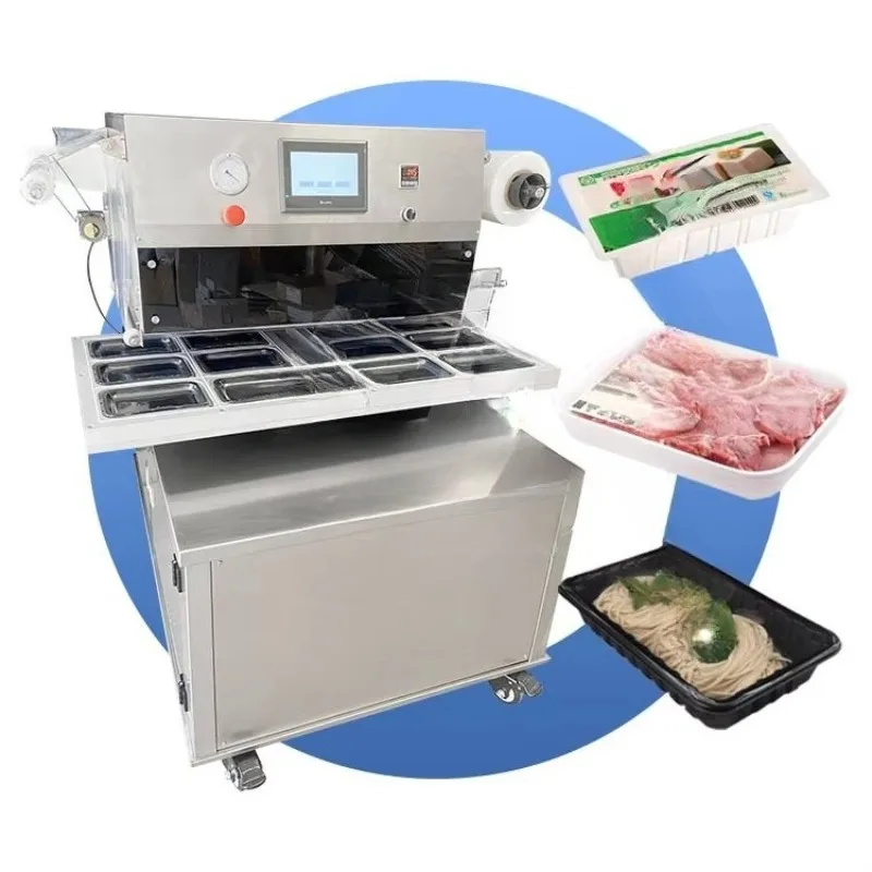 Custom made Tray Seal Nitrogen Gas Flush Injection Vacuum Sealer Food Fruit Pack Map Modified Atmosphere Package Machine