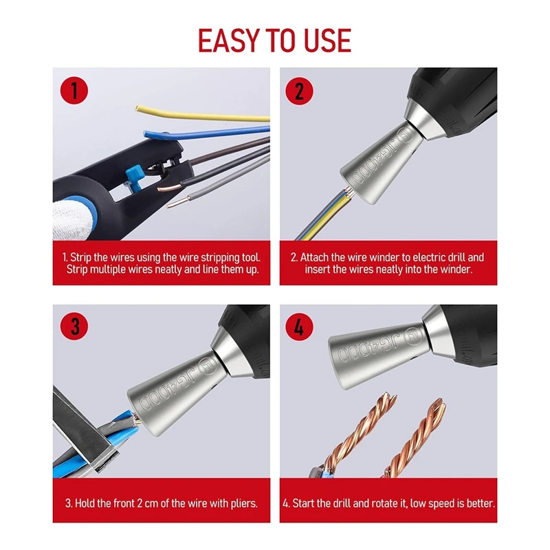 A23T Wire Twister Tool for Drill with Portable Bit Holder Keychain, 1/4 Inch Hex Powered Wire Twister Kit for Electrical &