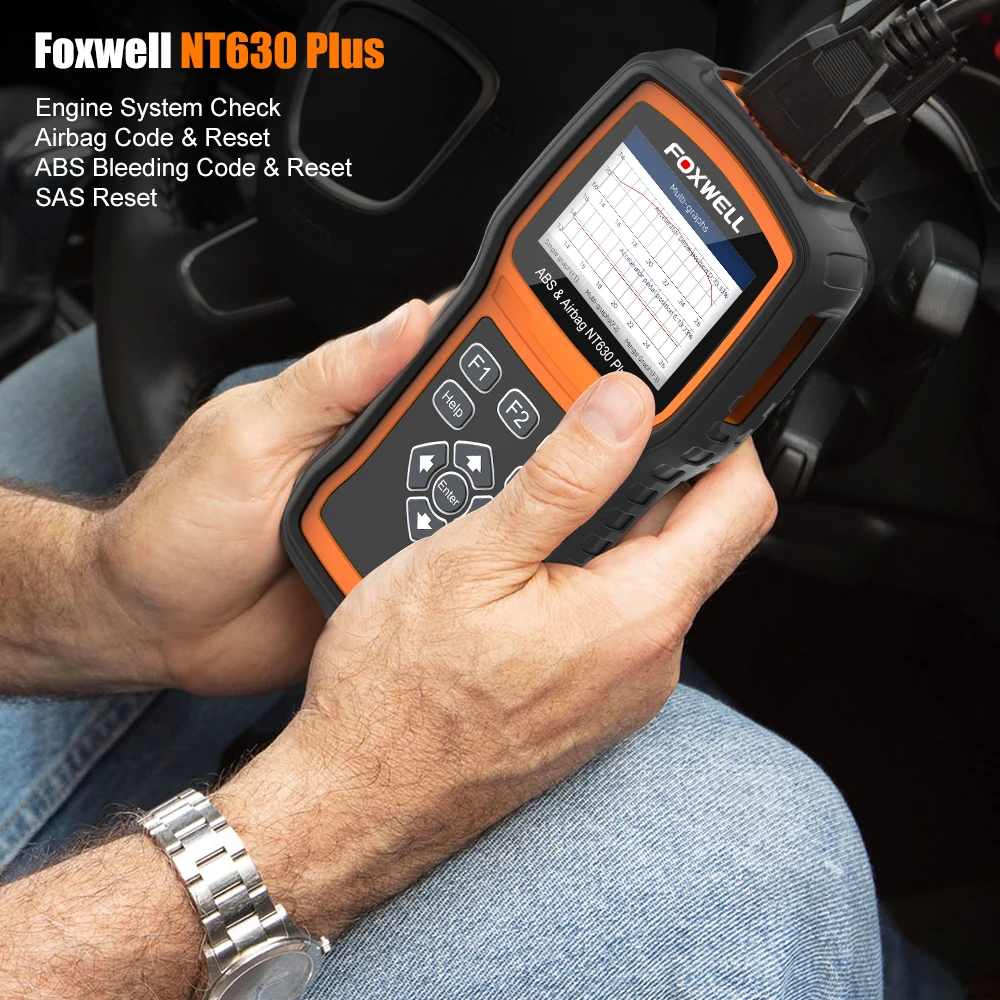 FOXWELL NT630 Plus Wireless OBD2 Scanner with ABS and SRS, 2024 ABS Scan Tool Bleeding Brake SRS Scanner Car Code Reader