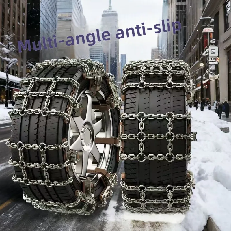 

Manganese Steel Car Snow Chains — For Sedans & SUVs — Jack-Free Installation Emergency Tire Chains