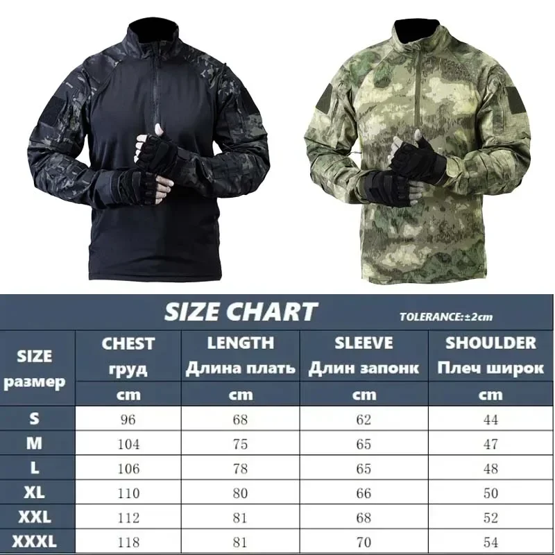 1/4 zamek błyskawiczny mundur outdoorowy topy bojowe koszule taktyczne z długim rękawem Paintball Airsoft koszule myśliwskie odzież męska odporna na