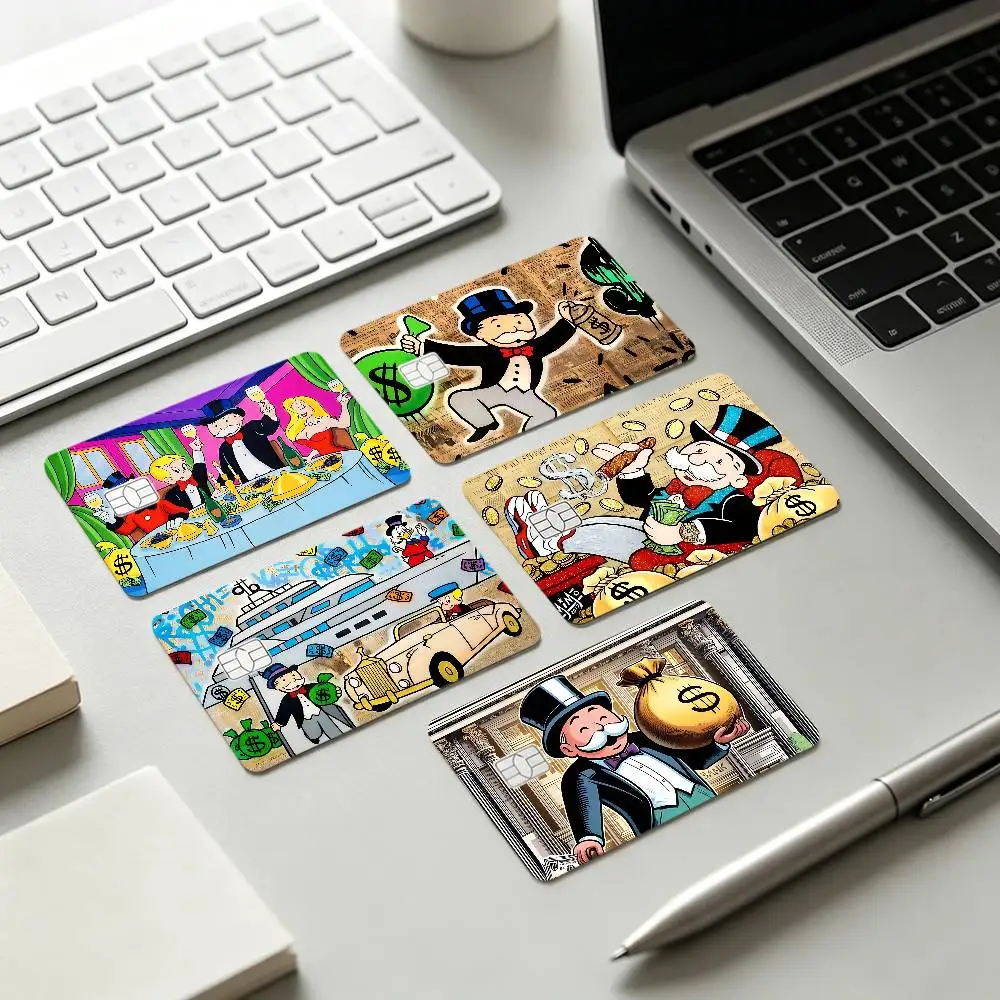 Cartoon Luxury D-Dollar M-MonopolyS Card Stickers Credit Card DIY Card Protector Stickers Waterproof Film Skin Cover