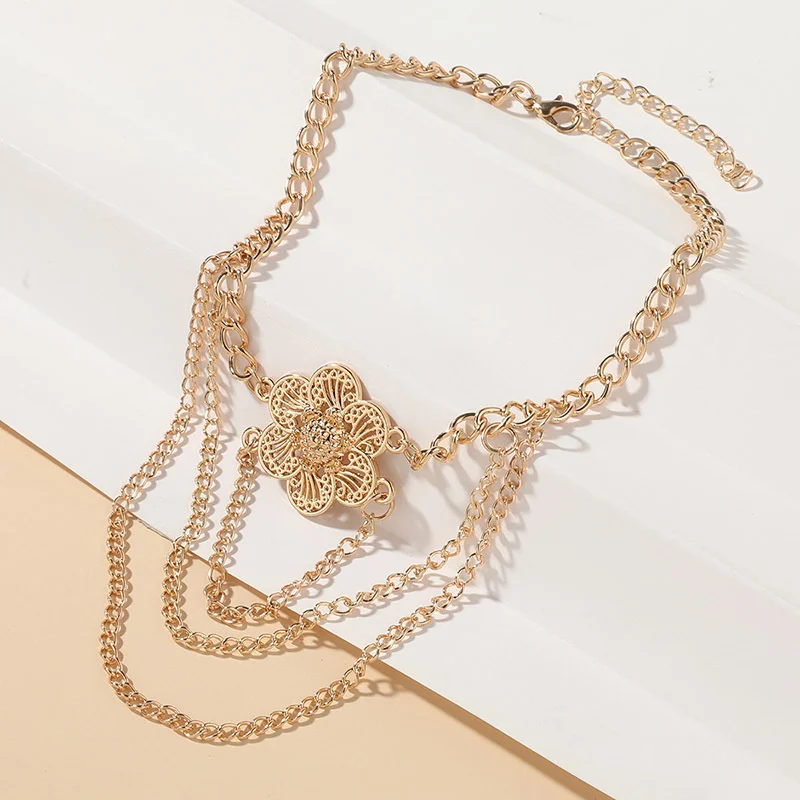 Fashion Jewelry Trendy Creative Multi-Layer Flower Arm Chain Niche Body Chain For Women Ladies Accessories