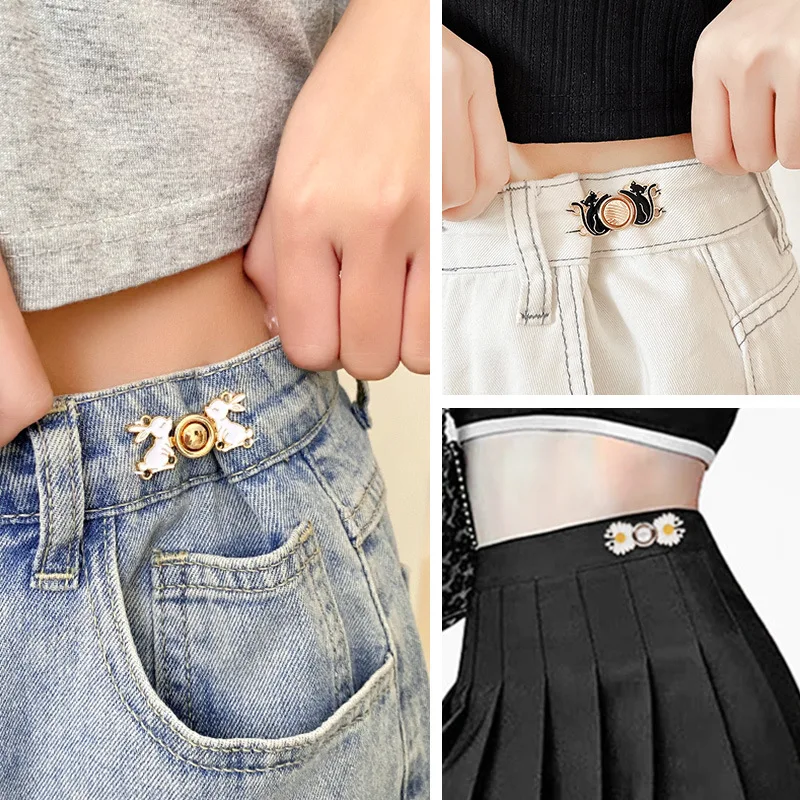 1Pair Detachable Buttons Snap Fastener Pants Pin Retractable Chinese Knot Button Sewing-Free Buckles for Jeans Perfect Fit Waist