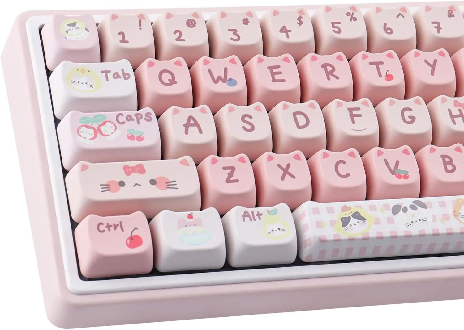 PBT Keycaps 140 Keys Pink Meow Meow Cat Keycaps Dye-Sublimation Cute Keycap for Cherry Gateron MX Swithes Mechanical Keyboards
