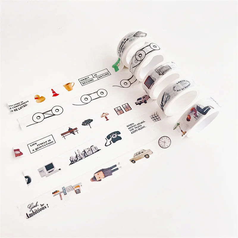 

5 м декоративная бумажная лента в корейском стиле с абстрактными портретами, ручная роспись, для ведения дневников, скрапбукинга, DIY-поделок