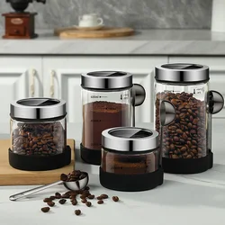 Coffee Bean Glass Sealed Jar Moisture-Proof and Fresh Keeping Coffee Powder Storage Jar Tea Jar Grain Storage Container