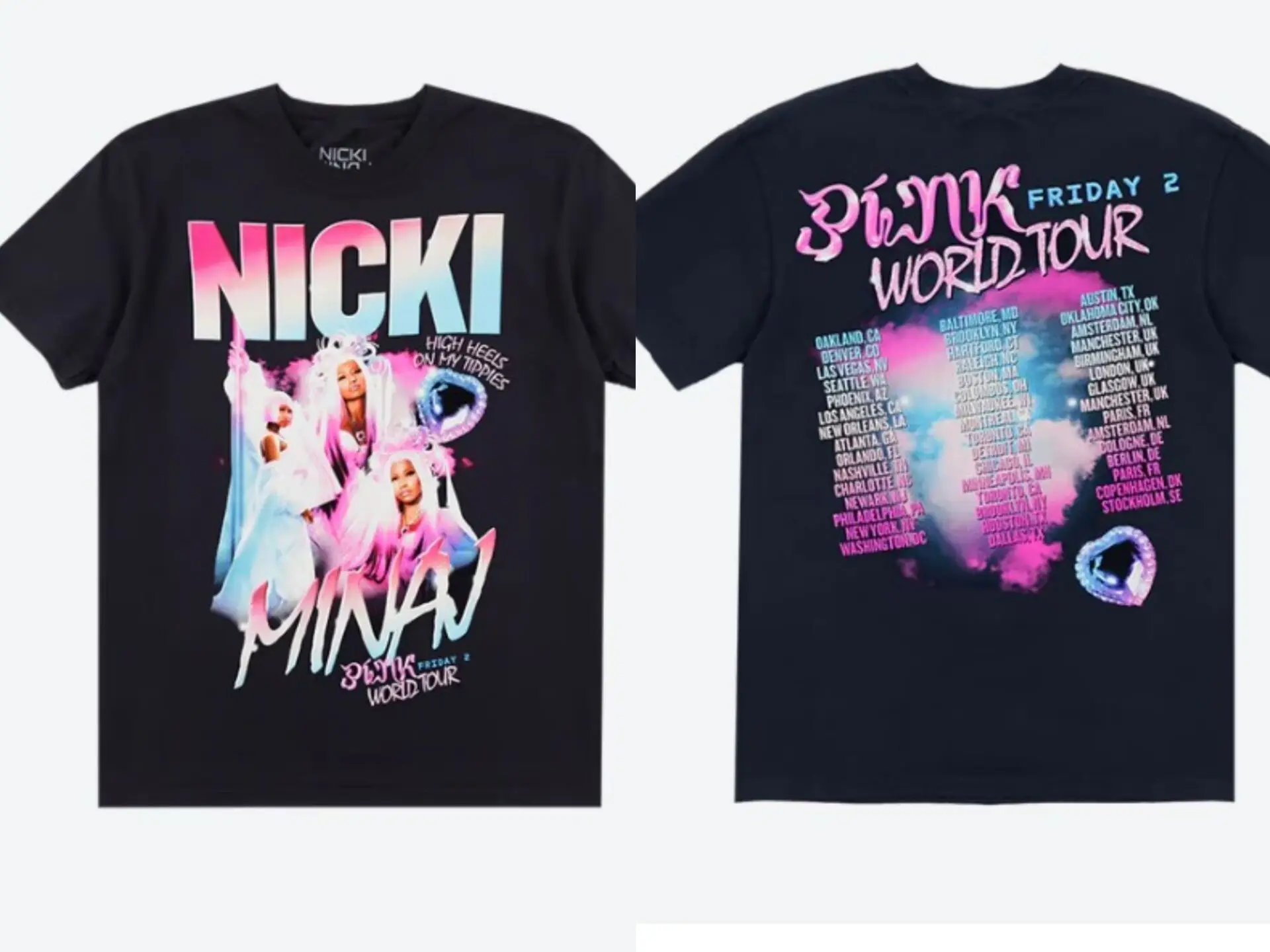 Rapper Nicki Minaj Tour Pink Friday 2024 T-Shirts Women\'s Hip Hop vintage Oversized short sleeve t-shirts Unisex popular Tops