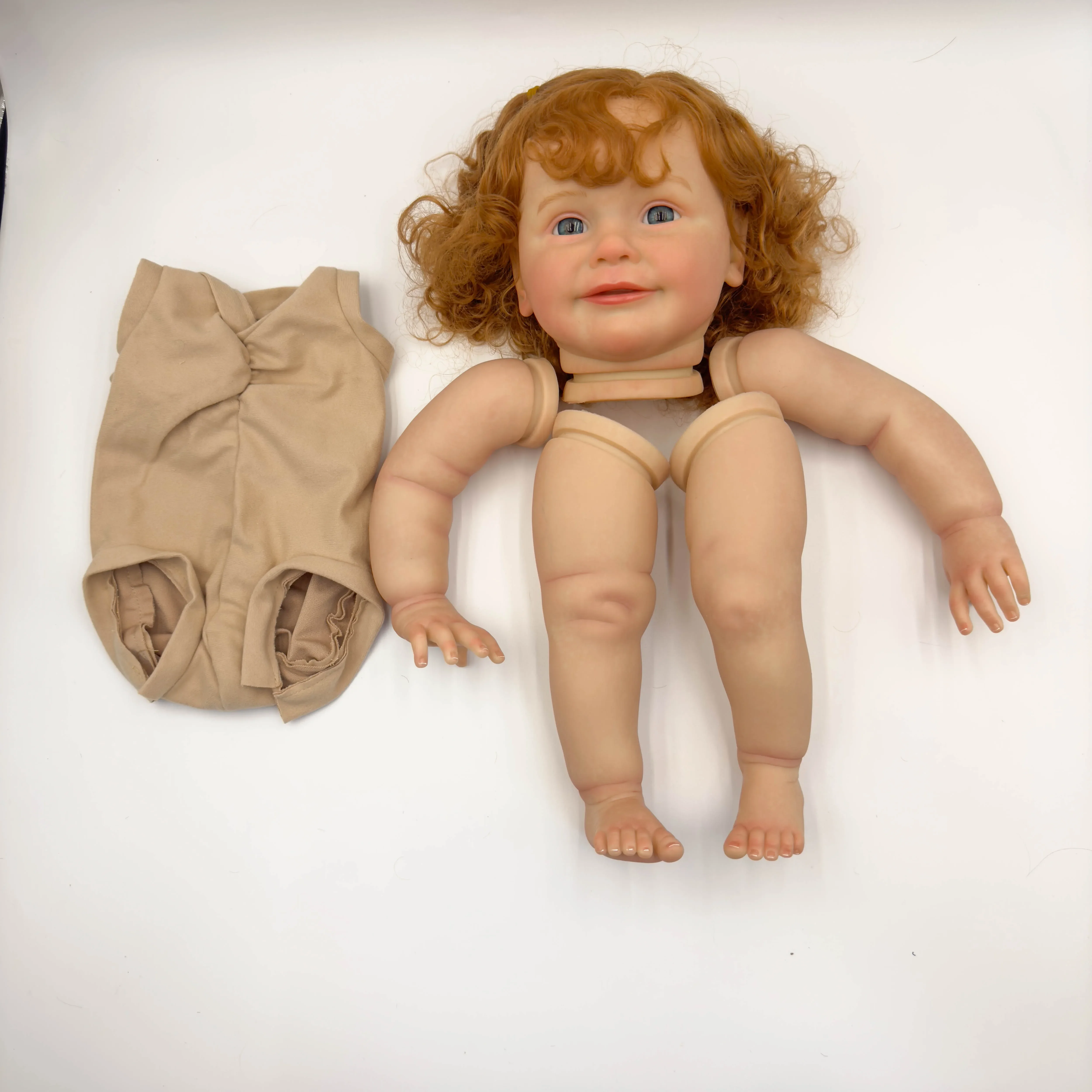 SINO-BB 24inch Zoe Lifelike Unfinished Reborn Doll kit painted DIY Toy Doll parts with Curly Brown hair