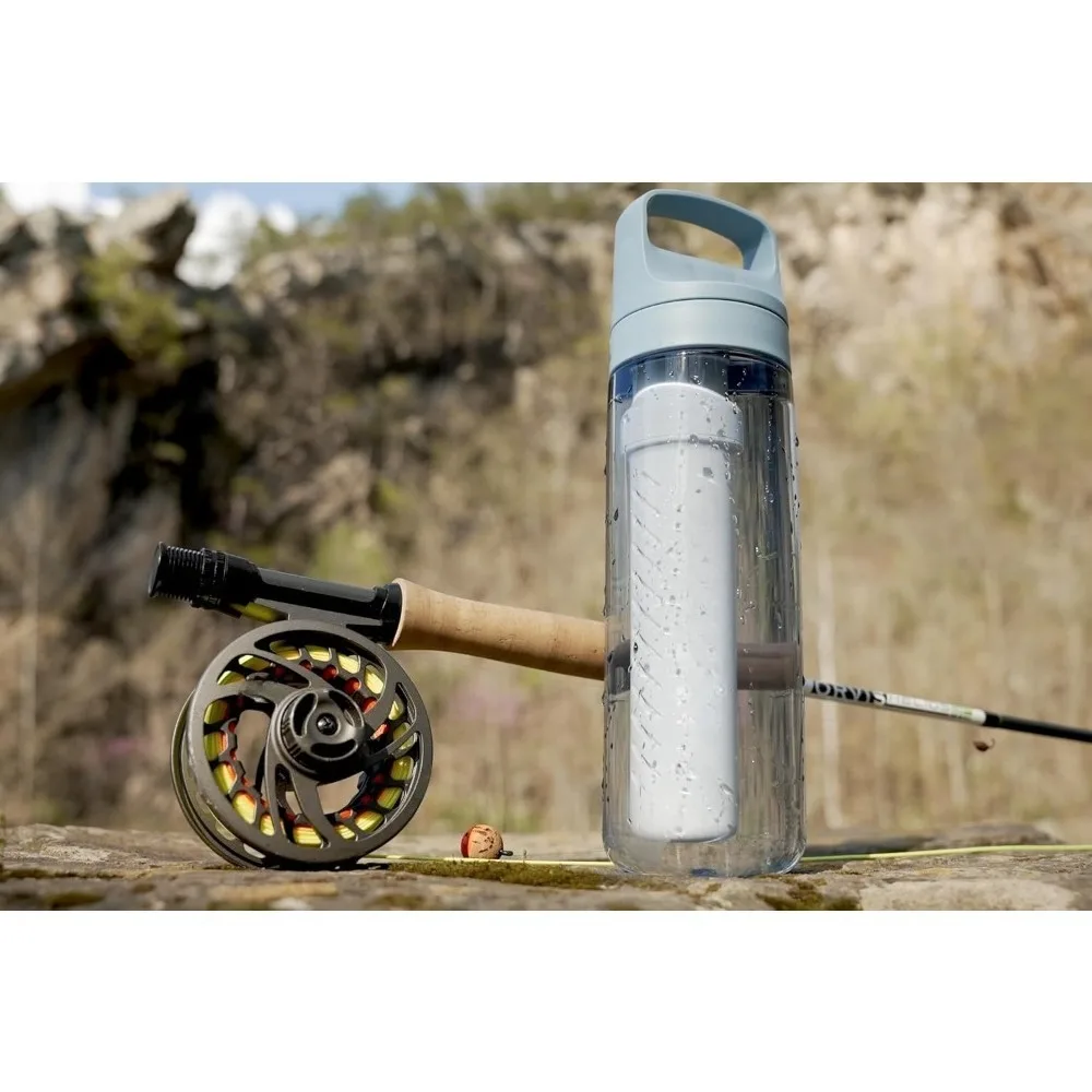 

Бутылка для воды без BPA, 650 мл, 2 шт., для путешествий, с фильтром, удаляет бактерии, паразиты, микропластик, улучшает вкус, цвет: исландский синий