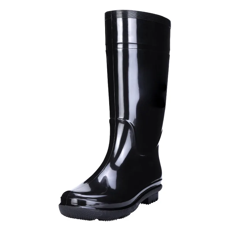 

New PVC Long Tube Water Shoes Thick Wear-resistant Labor Protection Waterproof Non-slip Workers Plus Velvet Rain Boots Men