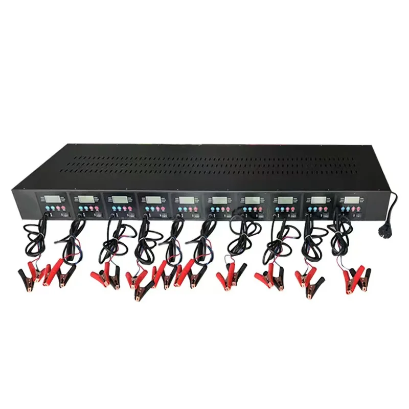 Customized 10-Port 12V Lead-Acid Battery Charger   ligent 15A Pulse Repair Machine for Large Scale Charging
