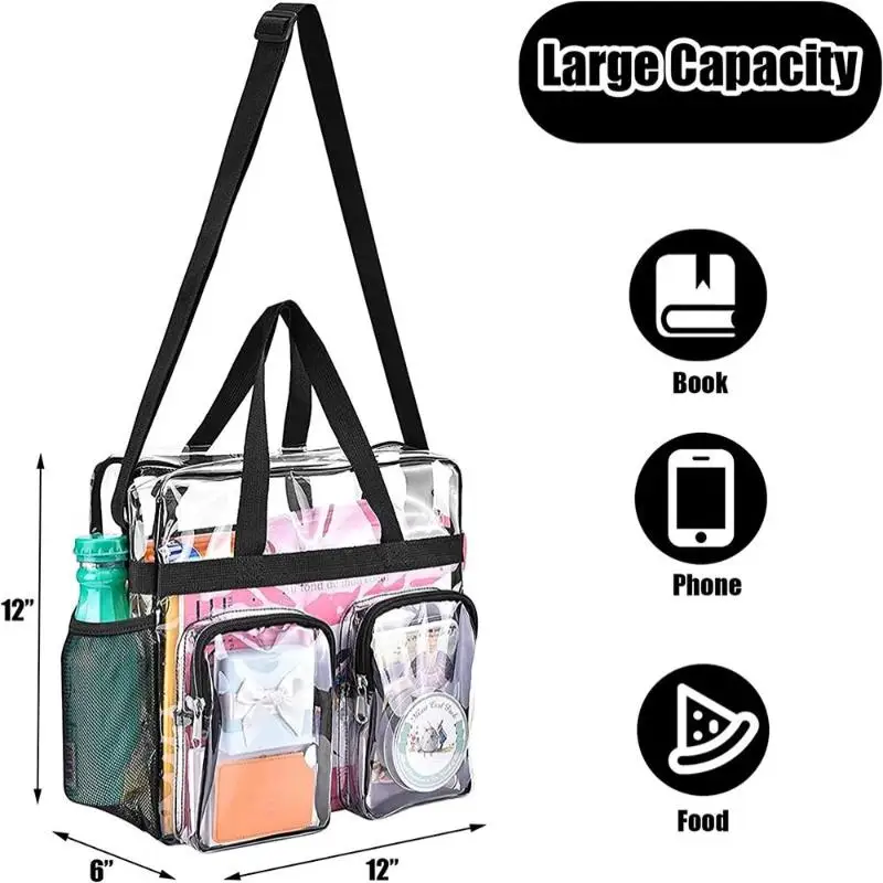 1 PCS Mini Large Capacity Backpack Travel Handbag Transparent Purse Shoulder Bag Clear Bag