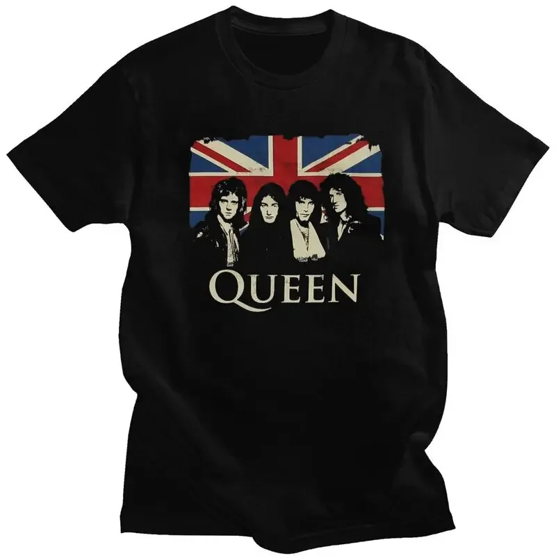 Short Sleeve Tops Freddie Mercury Band Art T Shirt For Men Awesome Tees Short Sleeves Rock Roll T-shirt Fitted Clothing Merch