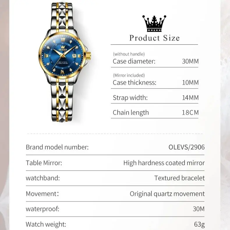 أوليفز-ساعة كوارتز نسائية مقاومة للماء من الفولاذ المقاوم للصدأ ، ألماس أنيق للغاية ، علامة تجارية فاخرة للأزياء ،