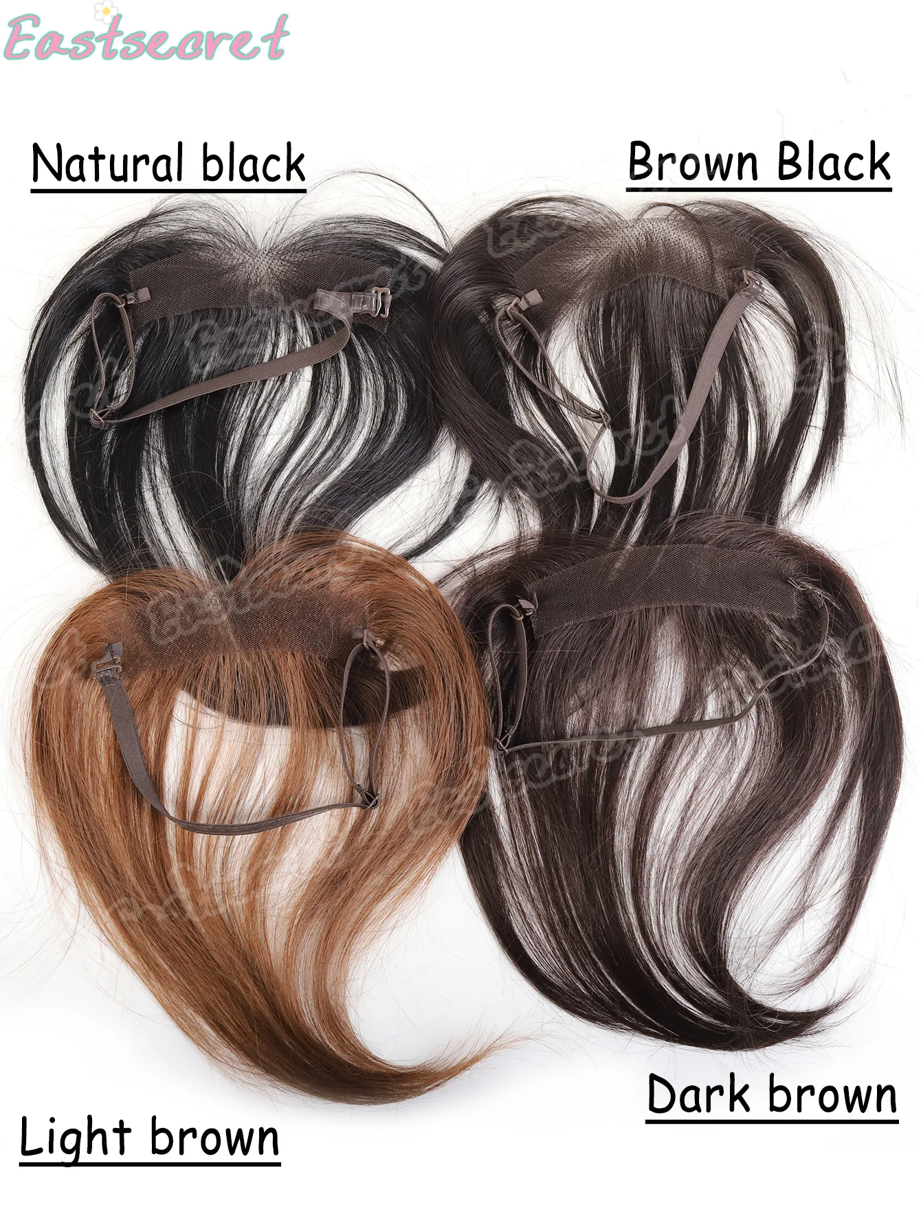 Adjustable Elastic Strap Synthetic Black brown Clip in Bangs Synthetic Hair Bangs Hair Pieces Suitable for women to wear wigs