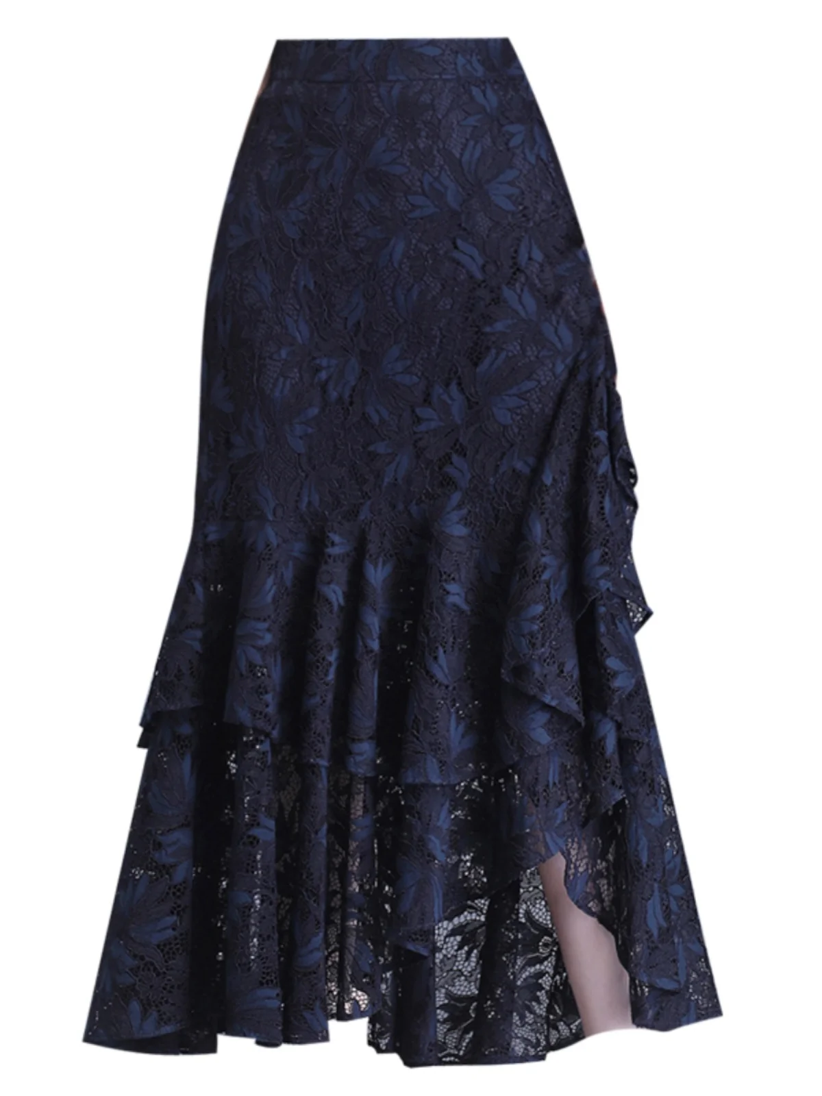 High Waist Lace Wrap Skirt Midi A-Line Gown Women\'s Summer 2026 New Style Slimming Asymmetrical Fish Tail Skirt