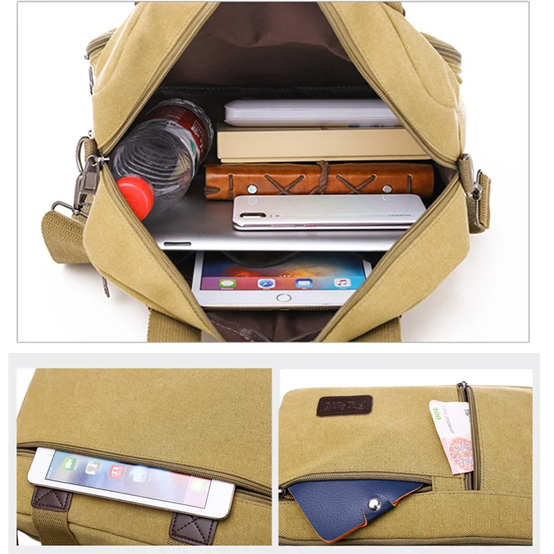 Business Men Canvas Briefcase Women Fashion Travel Bag Male Messenger Crossbody Bags Shoulder Bags Pack School Bags XA507F