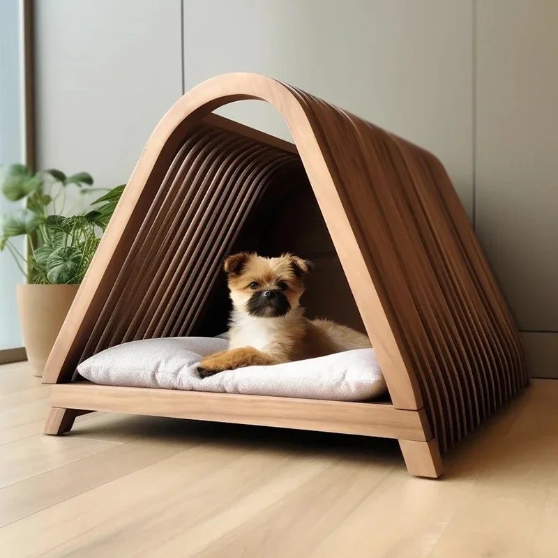 Customized furniture manufacturer, wooden dog house luxury pet wooden bed indoor wooden cat dog house