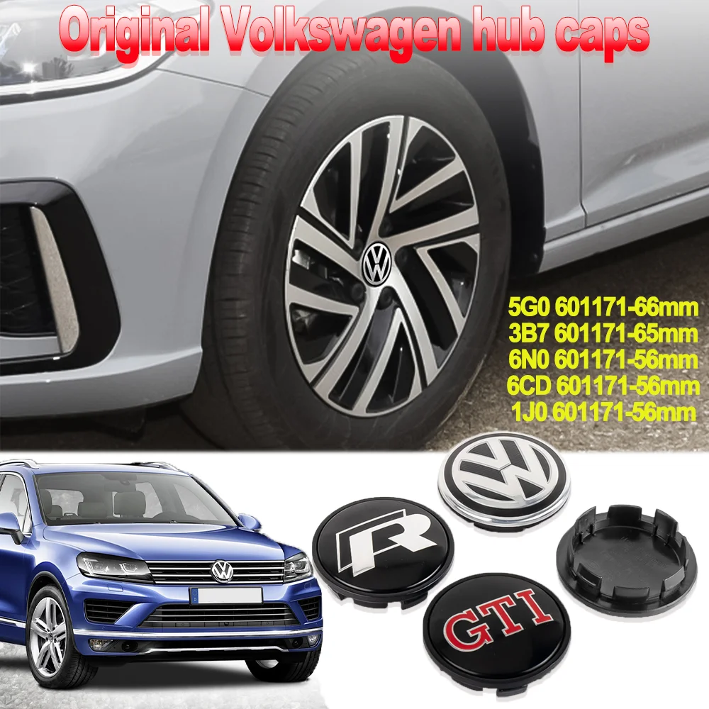 4PCS 56/65/66mm Metal Emblem original VW Auto Hub Caps Decoration Styling Auto Accessories For Volkswagen GTI R Golf POLO Touran