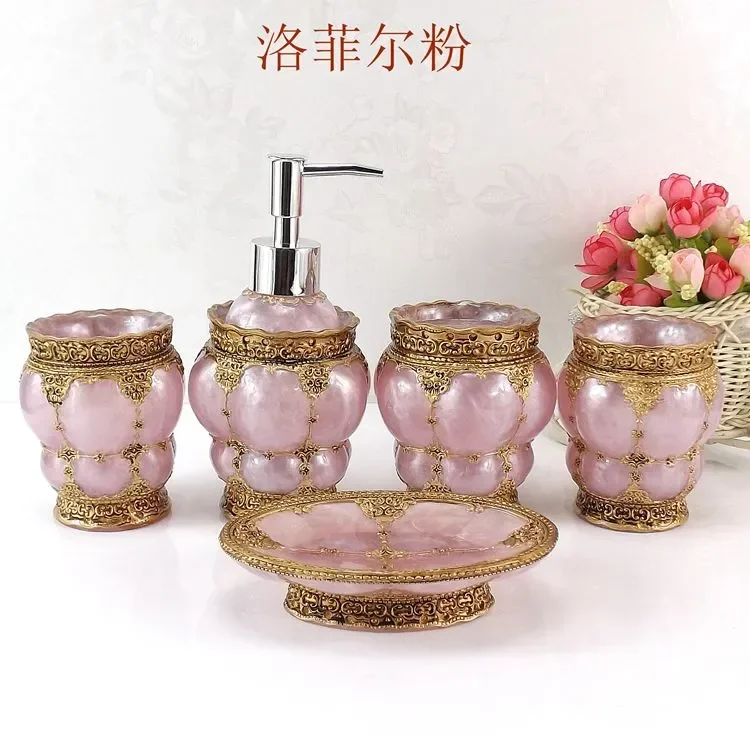 

Набор аксессуаров для ванной комнаты из смолы, 5 шт., держатель для зубных щеток, дозатор лосьона, мыло, подарок на день рождения, свадьбу