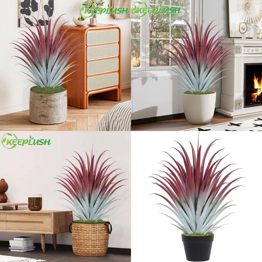 

Красная искусственная агнутая растение высотой 2 фута — 26-дюймовая искусственная алоэ вера для домашнего и наружного декора