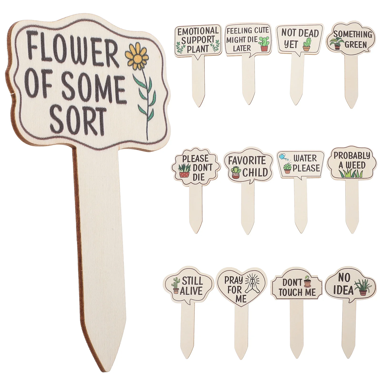 

15Pcs Flower Sign Stakes Wooden Garden Labels Cute Plant Markers for Succulent Greenery Outdoor Indoor Decorative Garden Signs