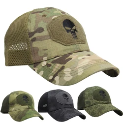 Men's Camo Seals Skull Tactical Baseball Caps for Women Summer Airsoft Military Outdoor Mesh Snapback Cap Sun Visor Trucker Hats