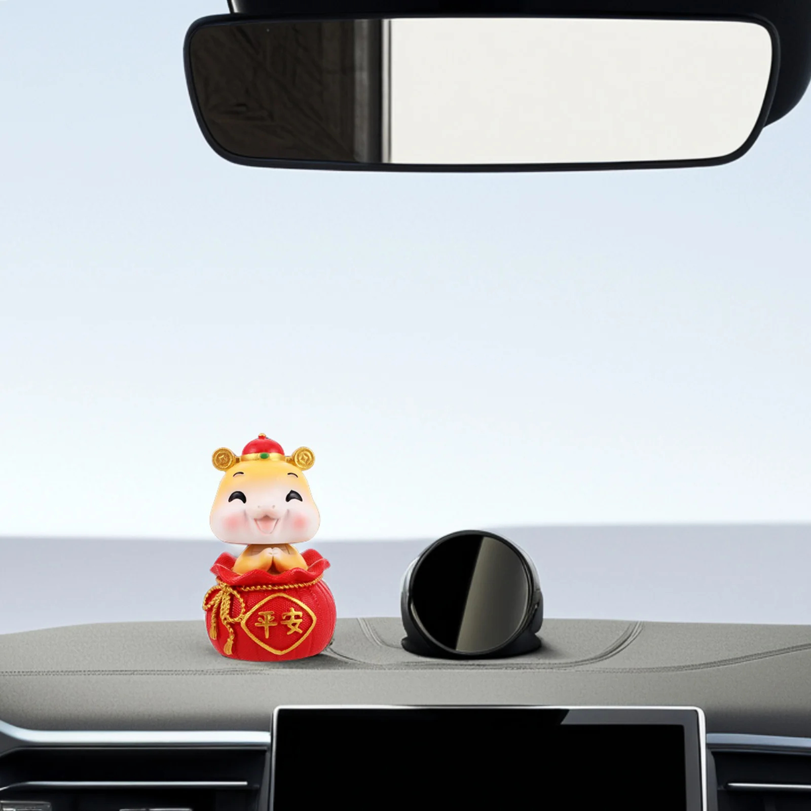 

Large Snake Zodiac Bobblehead Ornament Car Dashboard Decoration Cute Lunar New Year Lucky Resin Snake Figure Year