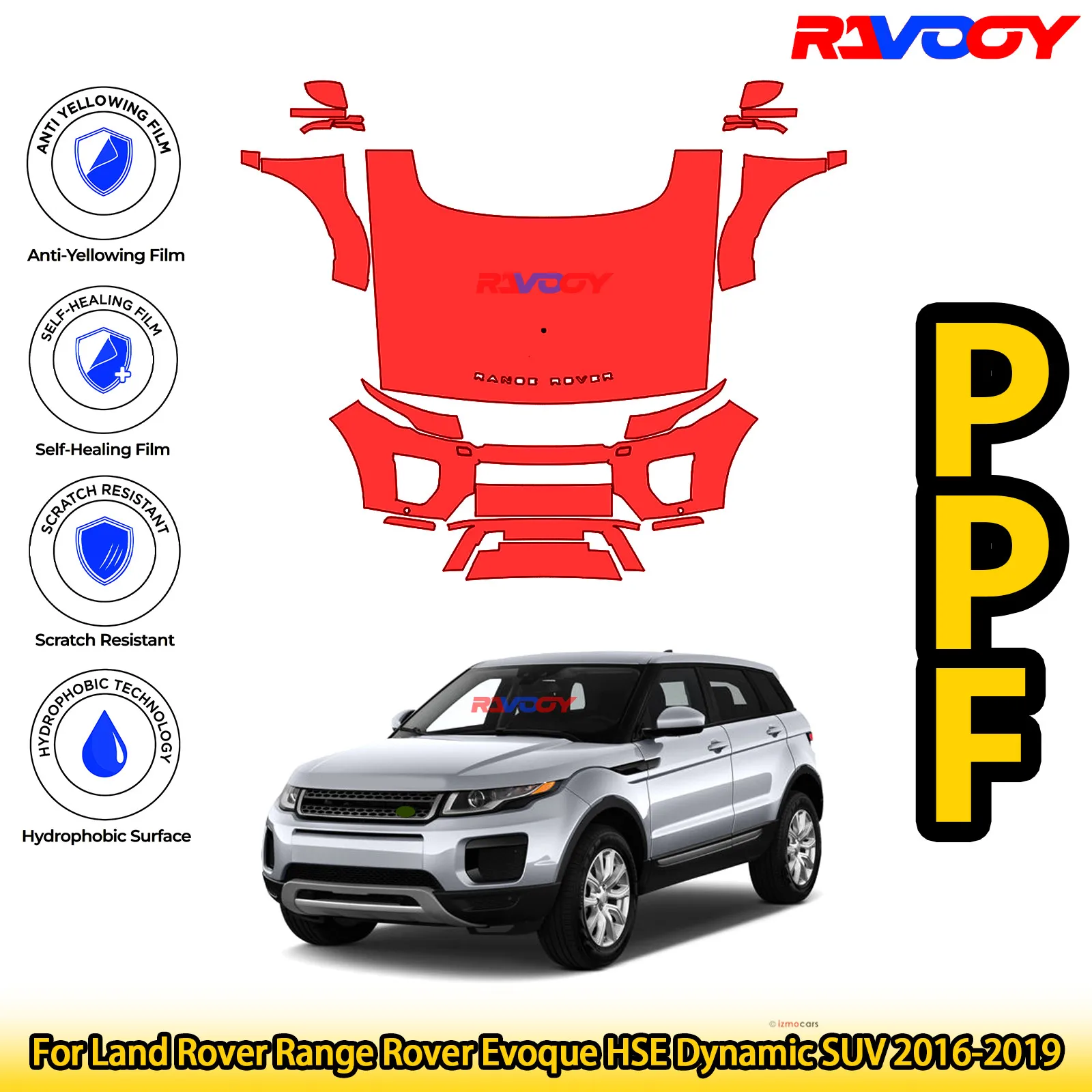 

Для Land Rover Range Rover Evoque HSE Dynamic SUV 2016-2019 глянцевая матовая черная предварительно вырезанная передняя защитная пленка PPF Kit