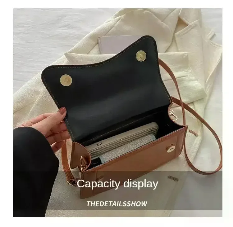 Hochwertige PU-Leder-Handtasche, Damen-Umhängetasche, einfarbig, Schultertasche, Crossbody-Tasche, kleine Tragetasche für Damen und Mädchen – Detail 6