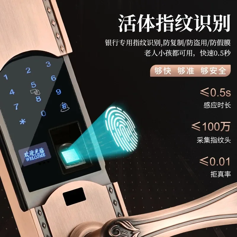 European-style smart lock, pure copper fingerprint lock for villa entrance, double door password lock