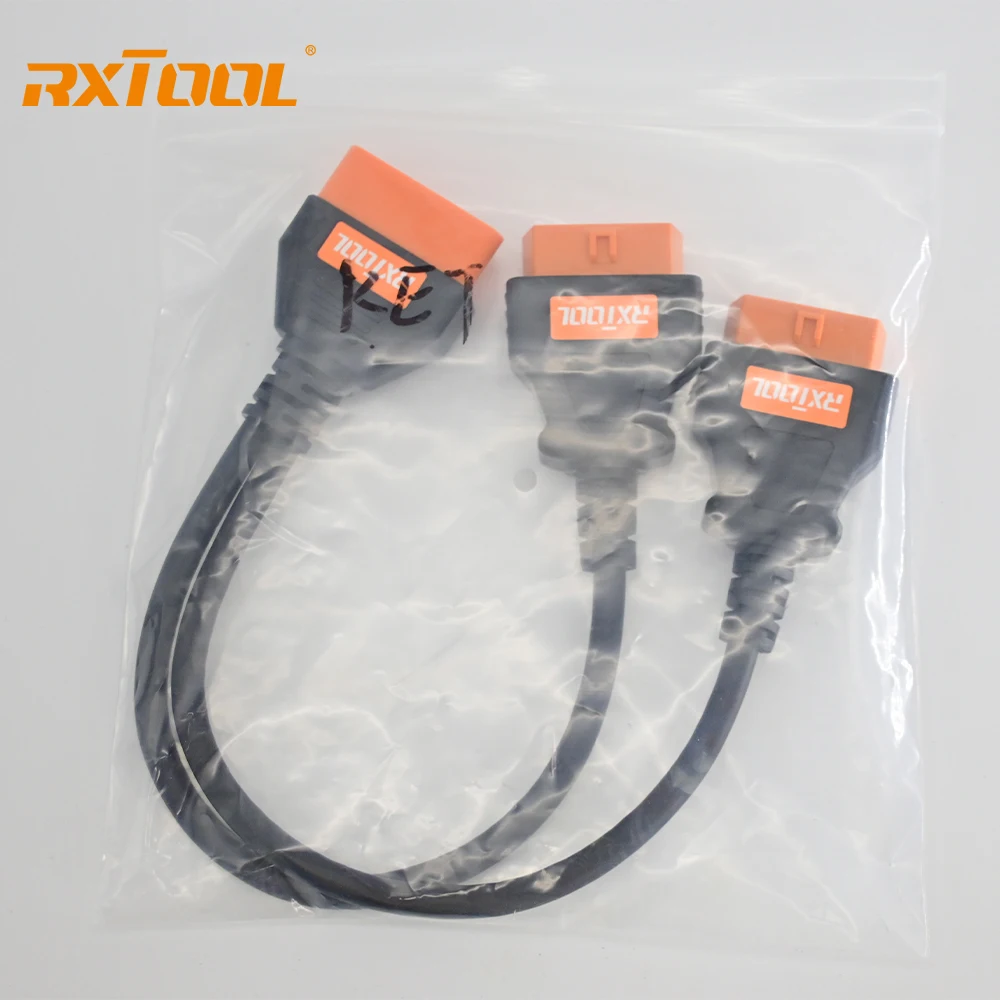 RXTOOL OBD2 16-Pin Splitter Cable 1 Male to 2 Female 1Ft 24AWG Extension Adapter Universal for All OBD2 Interface Vehicles