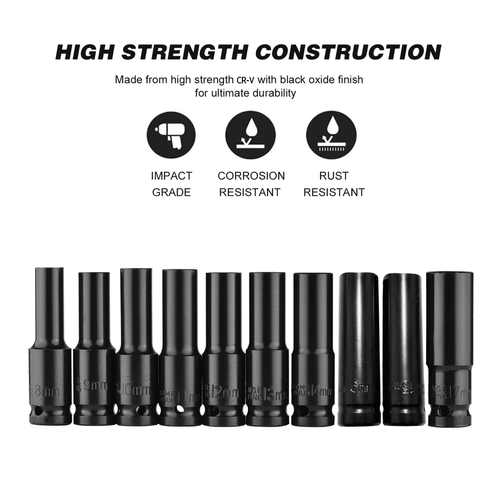 Clé à Douille Profonde En T 10mm – Métal Noir, Idéale Pour écrous Pilotes