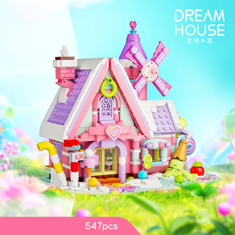 Dream House Fairy Tale Pink Candy Garden Forest Cottage Blocos de Construção, Modelo Clássico, Mini conjuntos de tijolos, Kits Kids