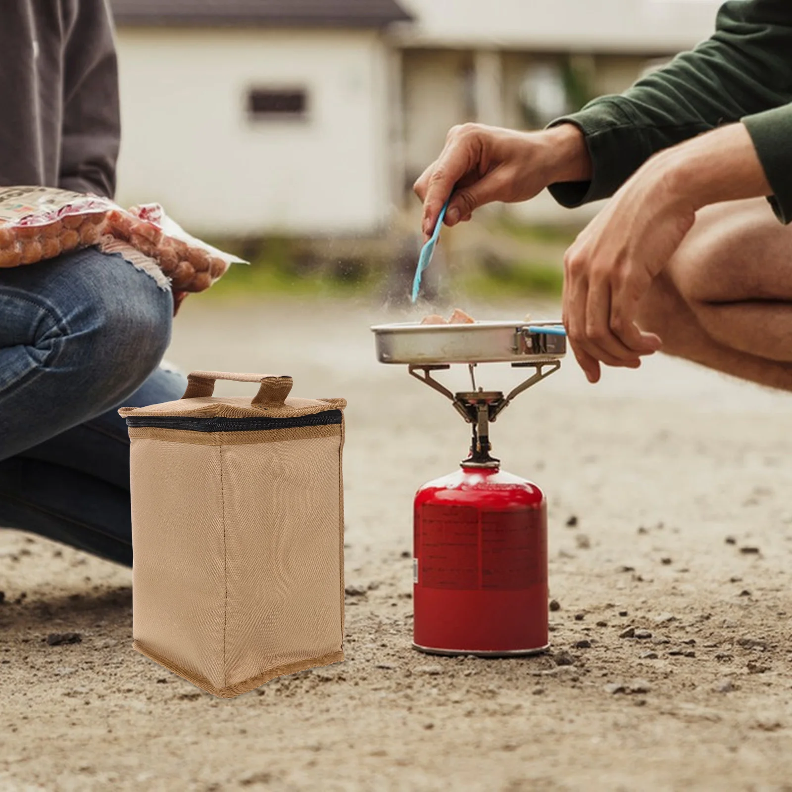

Gas Canister Storage Bag Portable Canvas Camping Carrying Bag Beer Cup Lantern Protective Case Outdoor Use Gas Tank Case