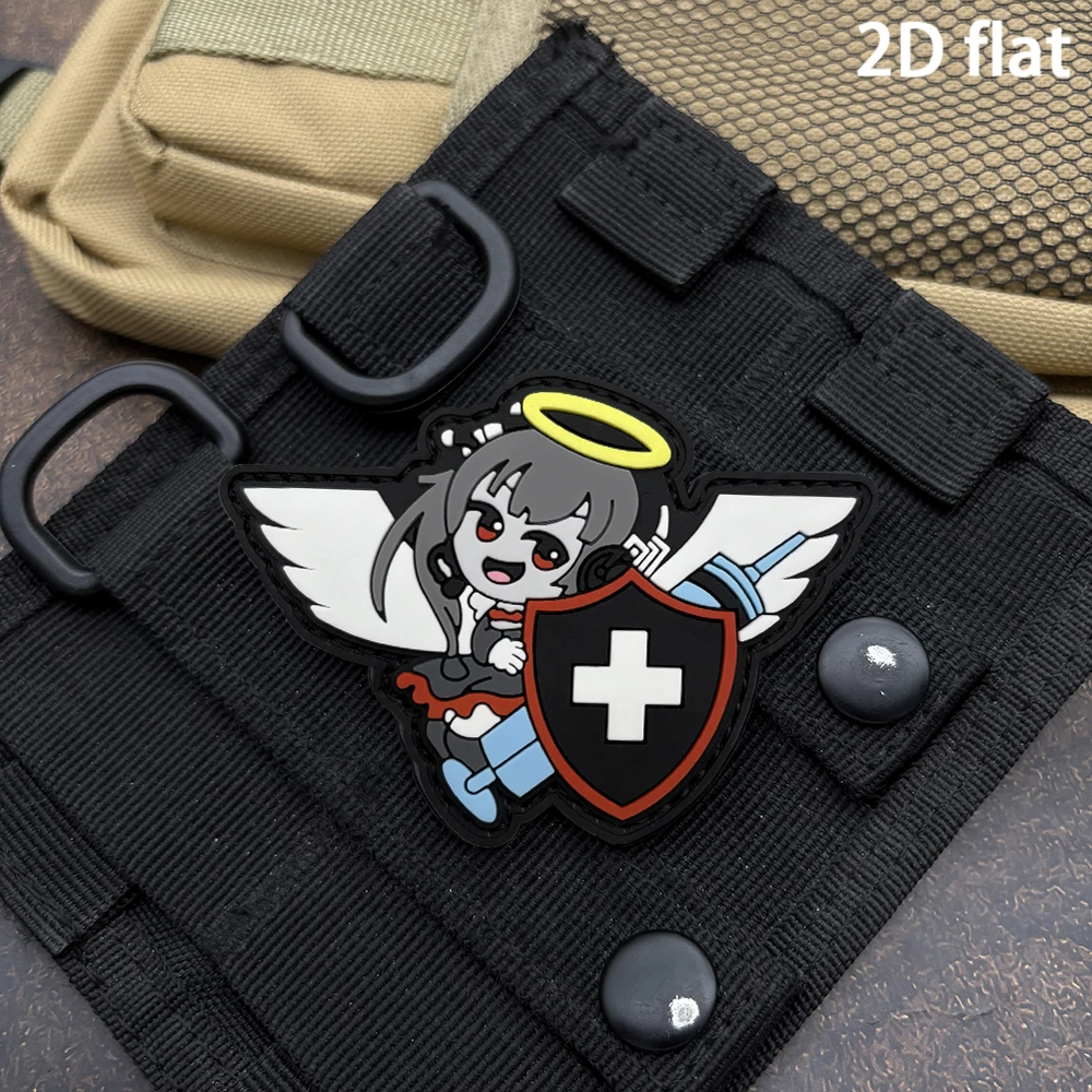Halo Wings Girl Shield Alien Decoration Velcro Armband Luminous Pvc Material Comes with Matching Felt Backpack, Baseball Cap, Jacket, Suitcase DIY Decorative Patch Badge Applique - view 4