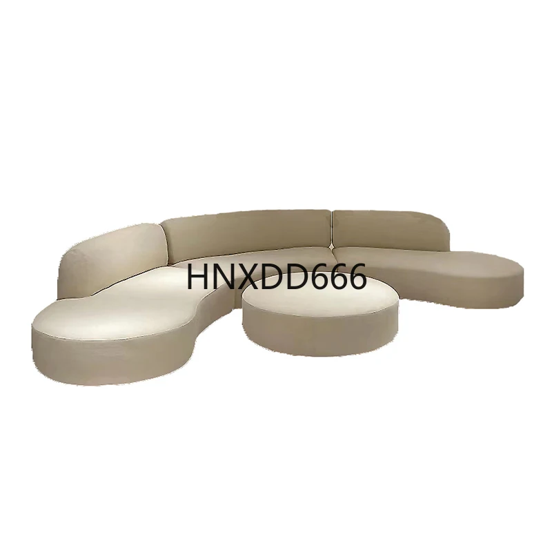 

Fashion Design Round Living Room White Sofa Set Hotel Reception Luxury Lobby Sofa Curved 6 Seat Big Couch
