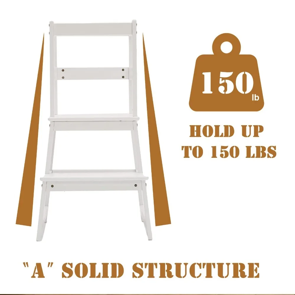 Kitchen Step Stool for Toddlers,  Kids Learning Stool,Baby Standing Tower for Counter,Children Standing Helper (White)