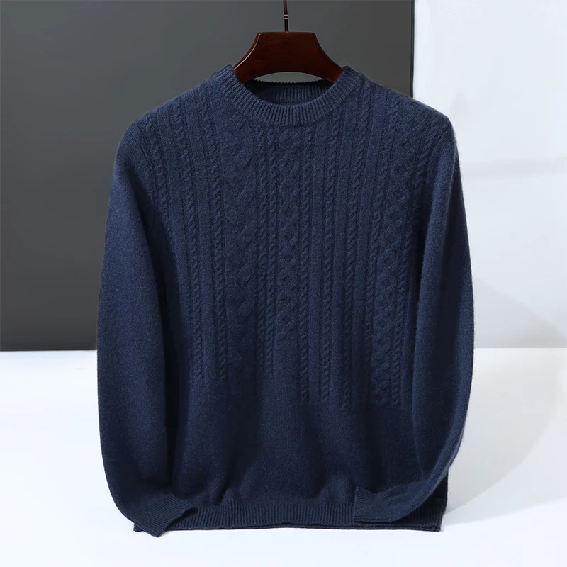 

DjzDsm Men's Thick 100% Goat Cashmere Sweater Mock Neck Basic Pullover Autumn Winter Cashmere Knitwear Soft Warm Clothing Tops