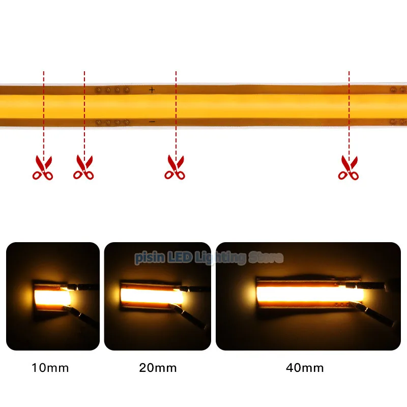 Free Cut COB LED Strip DC12V 24V 8mm 528leds/m Soft Flexible LED tape Linear Lighting 3000K/4000K/6000K 10m For Room Decor